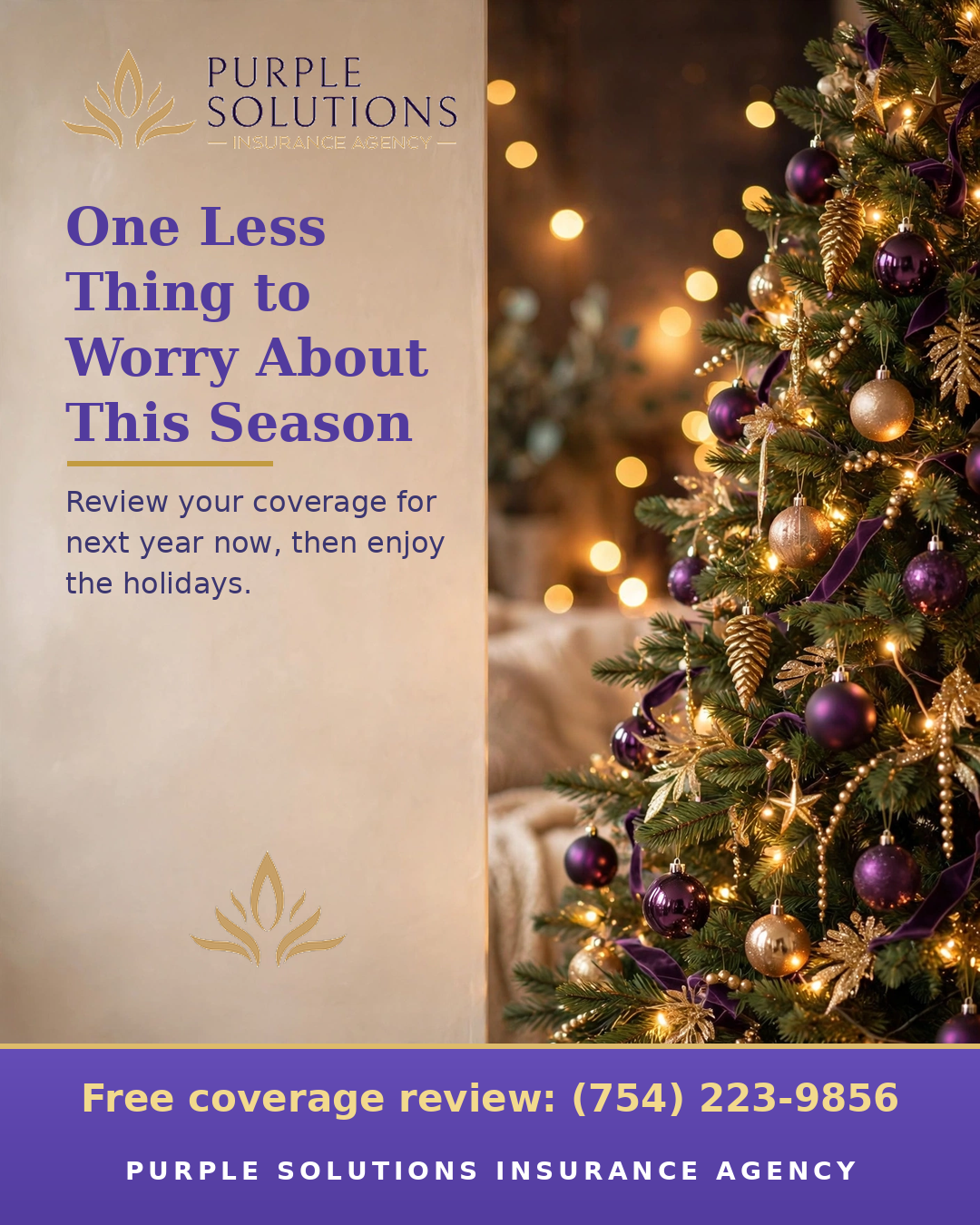 Purple Solutions holiday social ad
